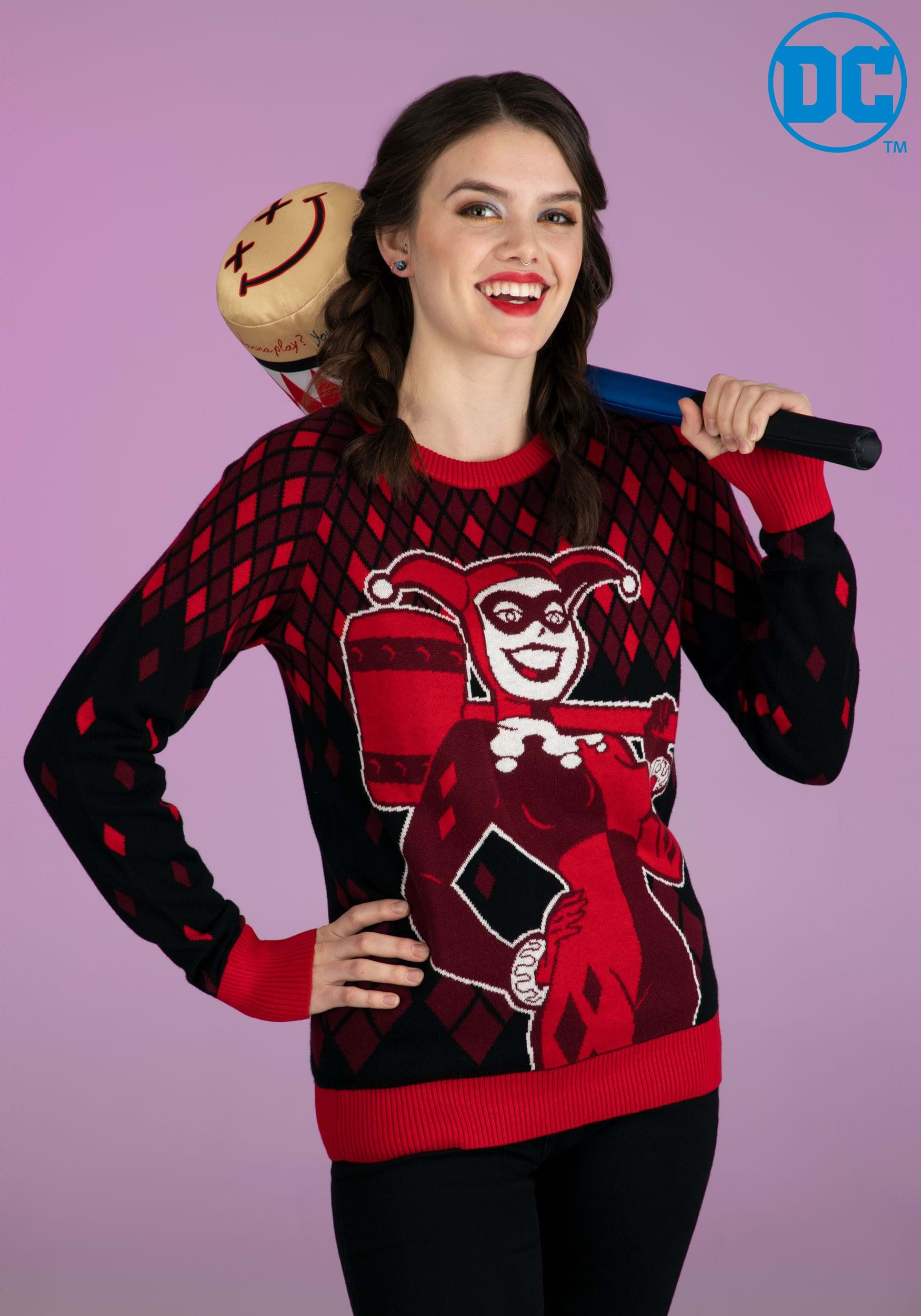 Ladies' Harley Quinn and Batman purple 4 pack socks Great Christmas gift 