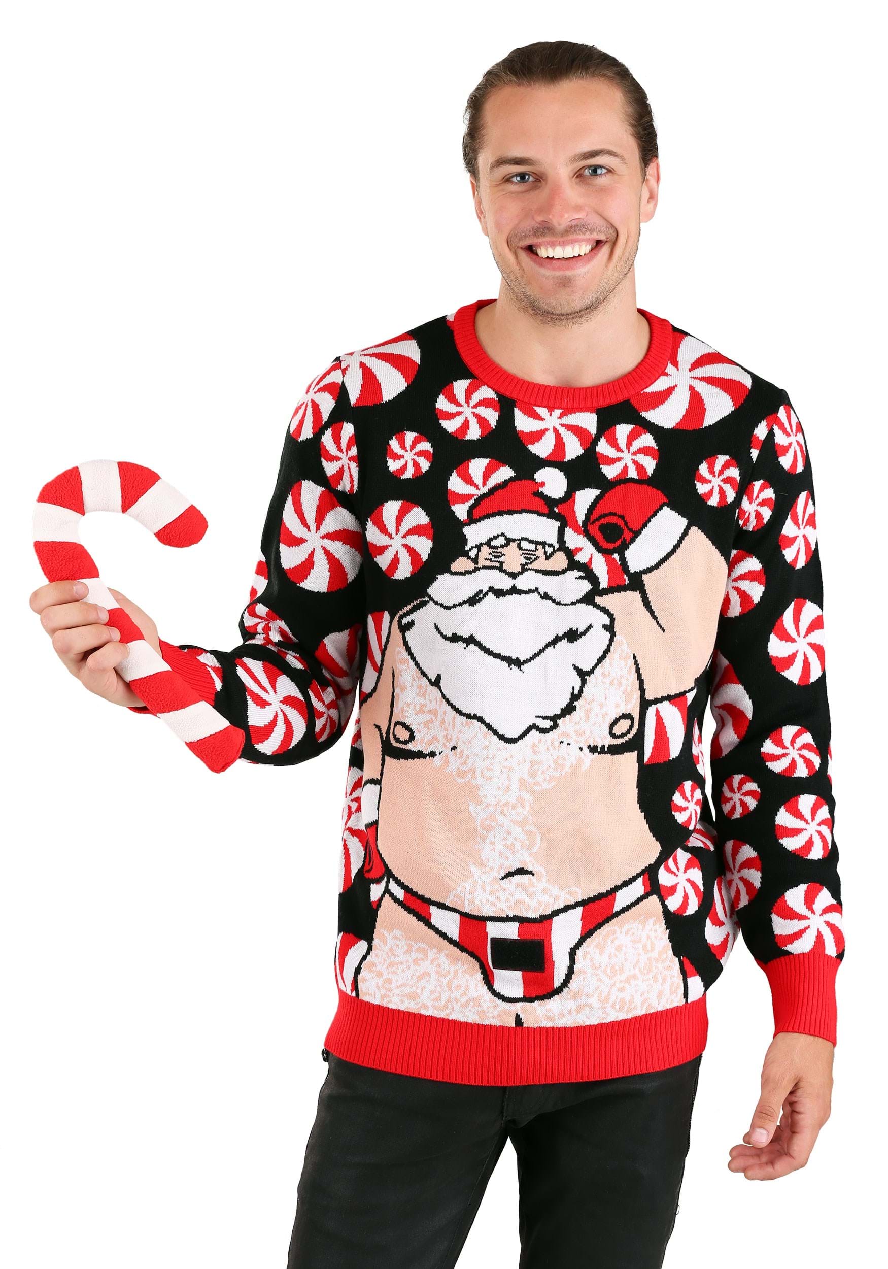 Adult Ugly Santa Candy Cane Christmas Sweater