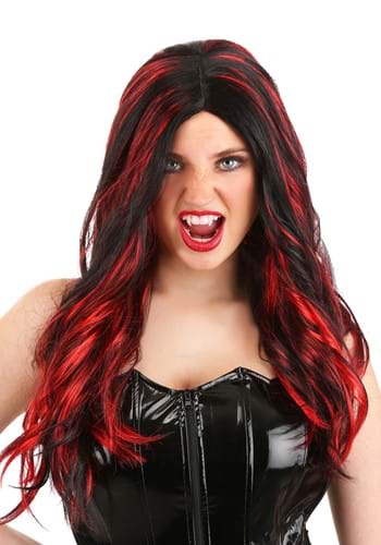 Womens Black and Red Vampire Wig