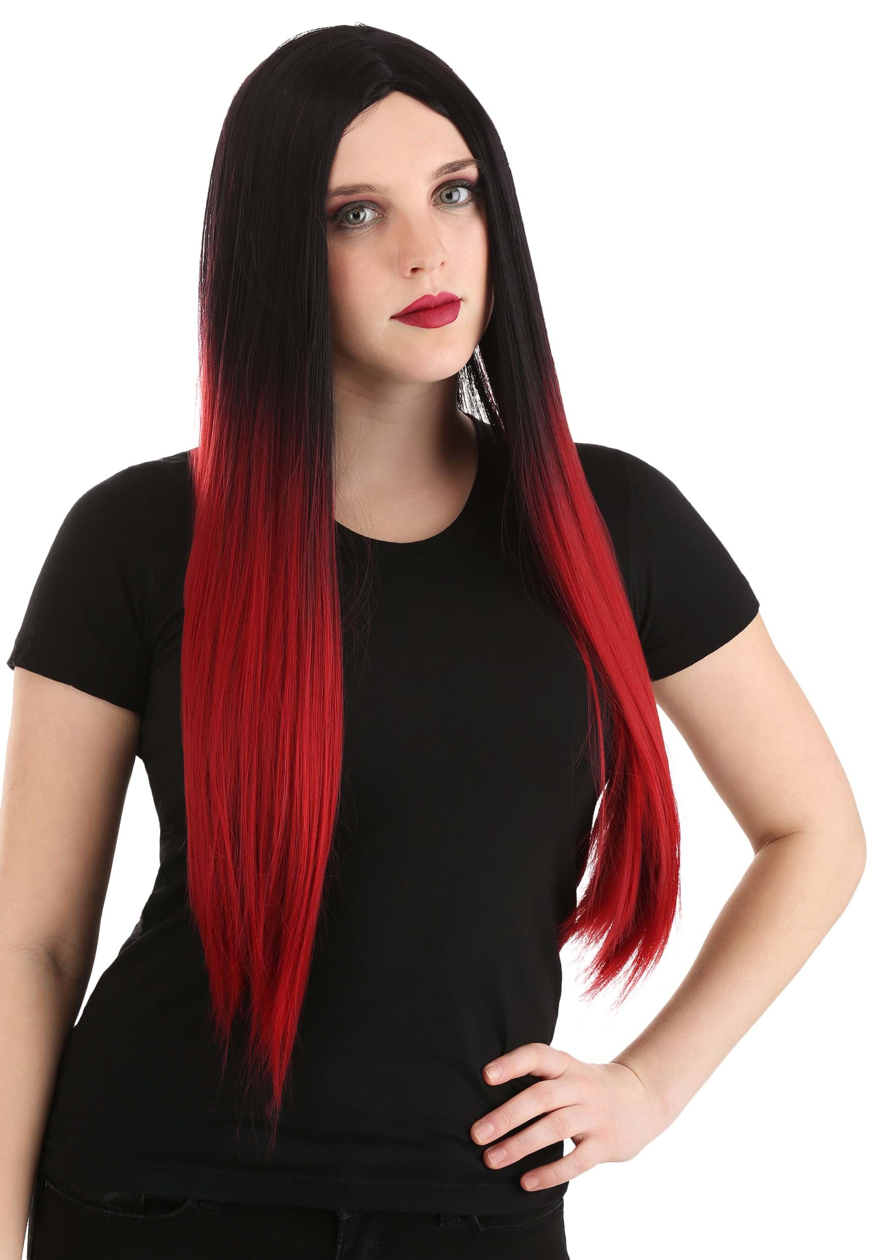 Black & Red Ombre Wig