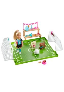 Barbie Chelsea Soccer N Pups Playset