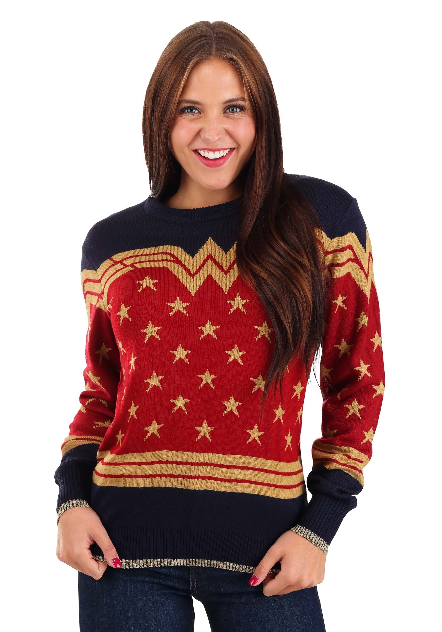 Dark Blue Wonder Woman Ugly Christmas Sweater | Holiday Sweaters
