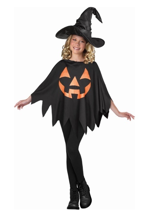 Dark Jack O'Lantern Child's Poncho