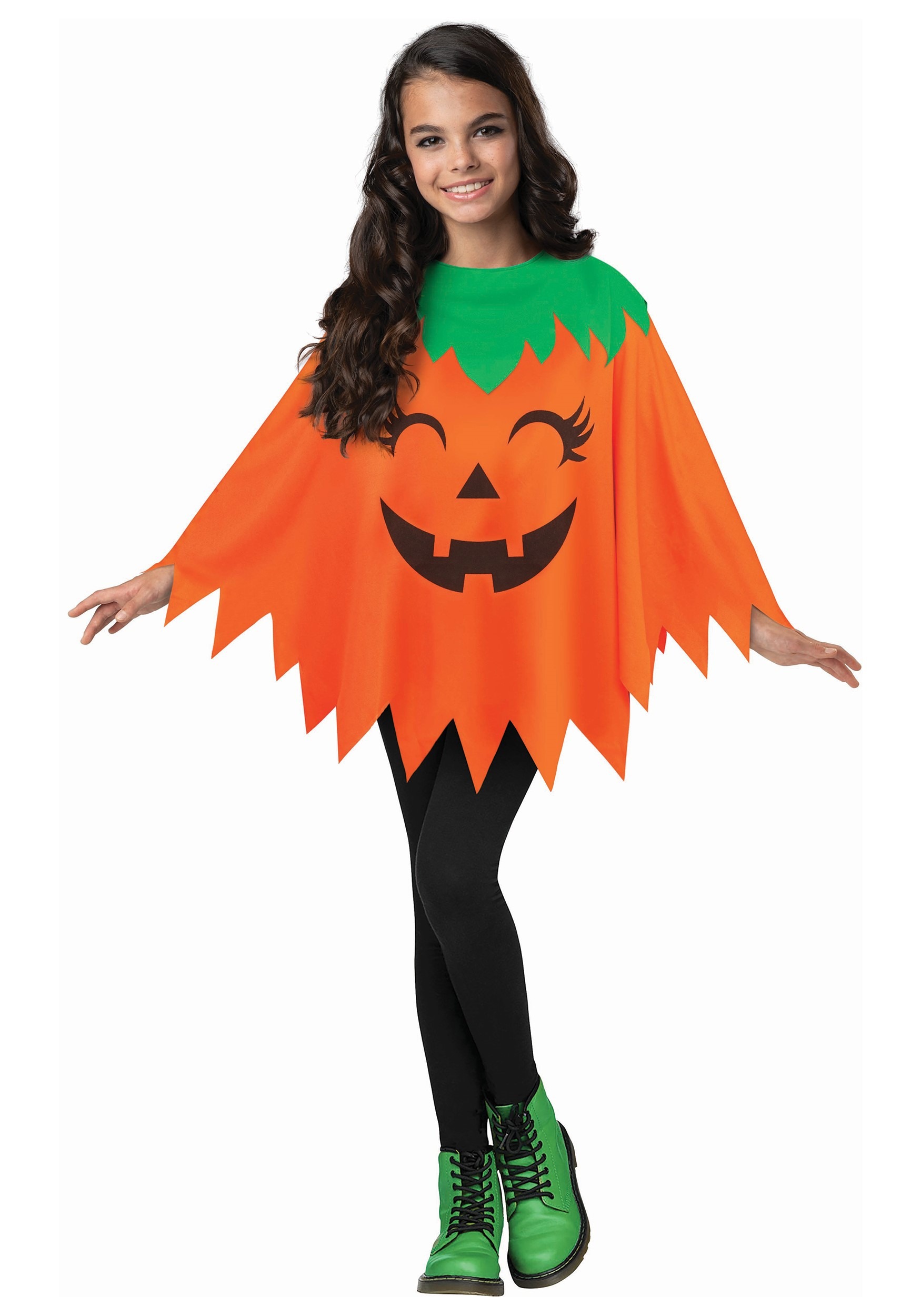 Photos - Fancy Dress Fun World Pumpkin Child Poncho Black/Green/Orange FU90869