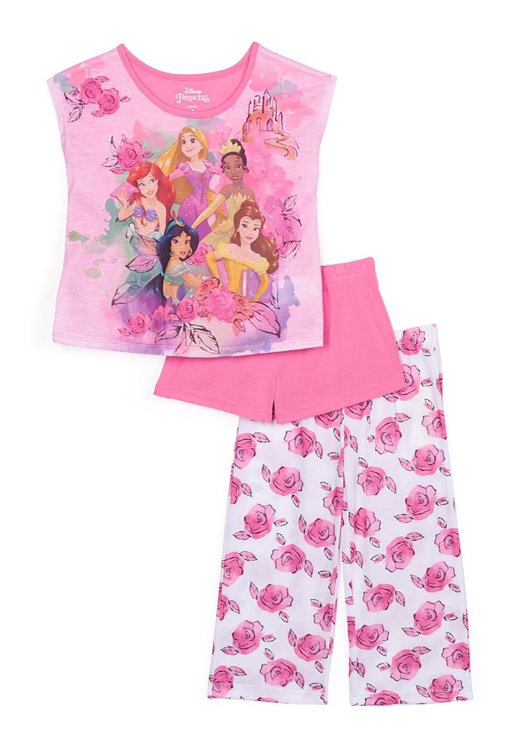 3 Piece Disney Princess Toddler Girls Sleepwear Set