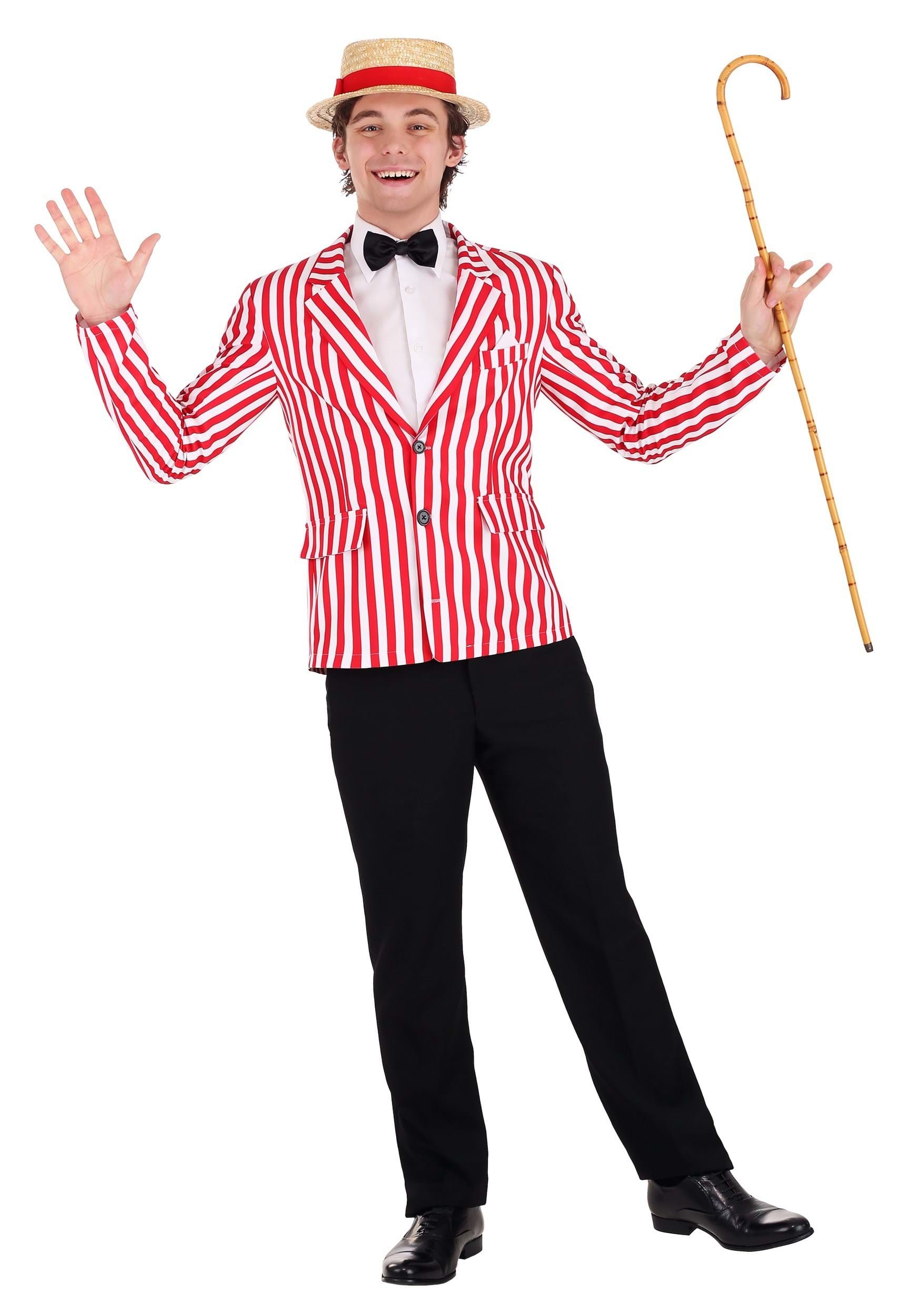thumbnail interactive-video image 1 of Largemouth 1920s Old Fashioned Bathing Suit – Red White Stripe, Men’s Halloween Costume, Complete Outfit S-XXL 1 of 1
