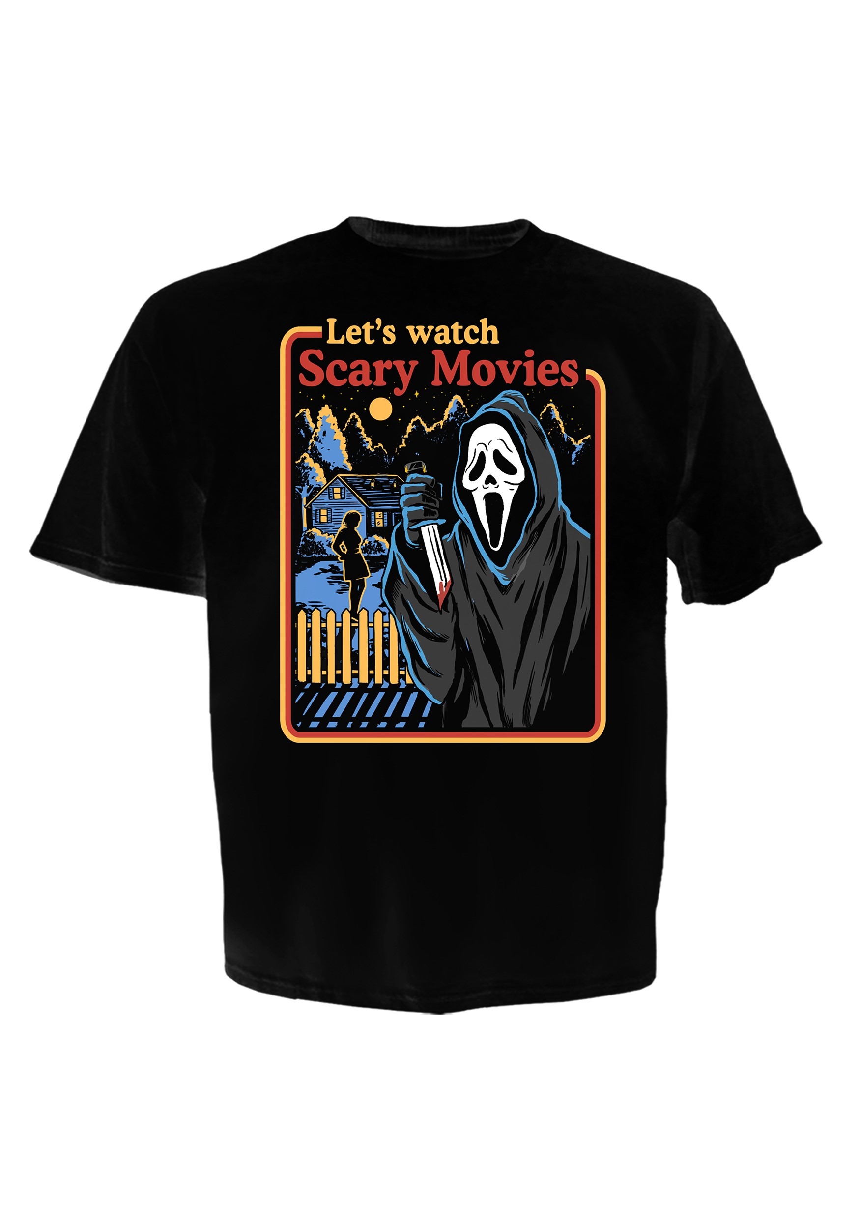 Mens Black Scream Ghost Face T-Shirt Scary Movie Halloween Horror TShirt