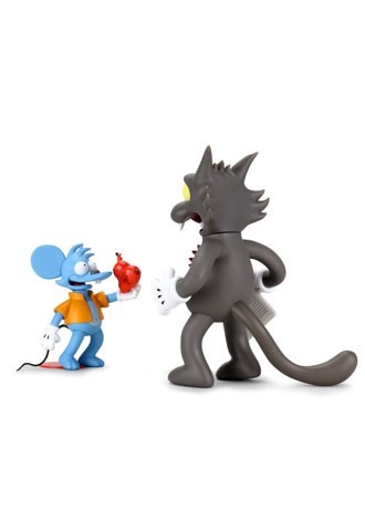 Details about   Itchy and Scratchy FLOCKED VERSION Medium Figure Set by The Simpsons x Kidrobot 