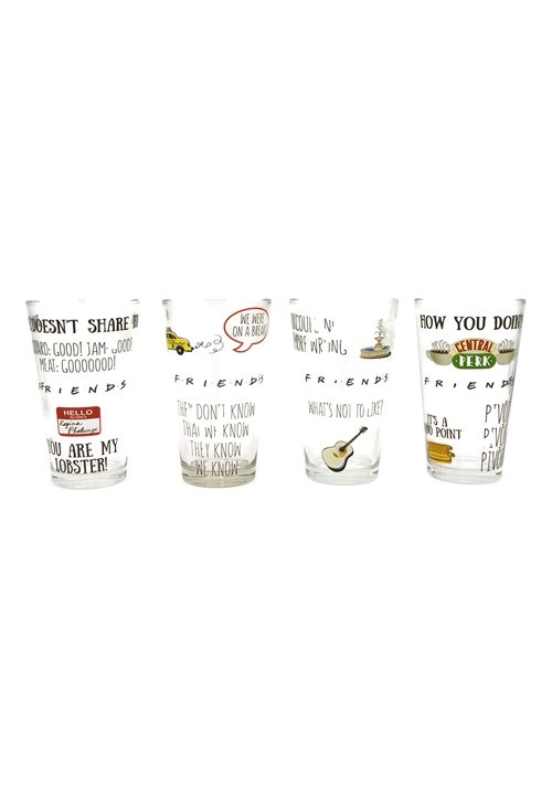 Friends Quotes Pattern 4Piece 16 oz Pub Glass Set