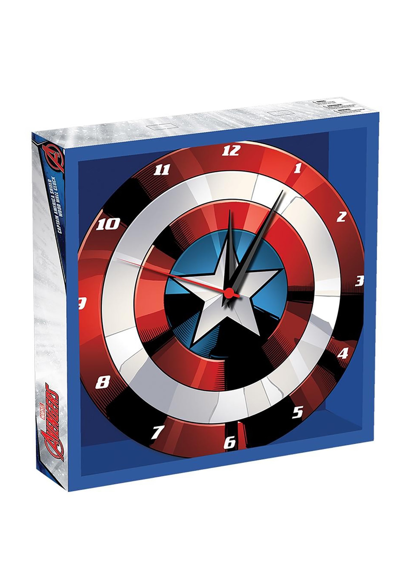 Marvel Captain America Shield 13.5in Cordless Wood Wall Clock