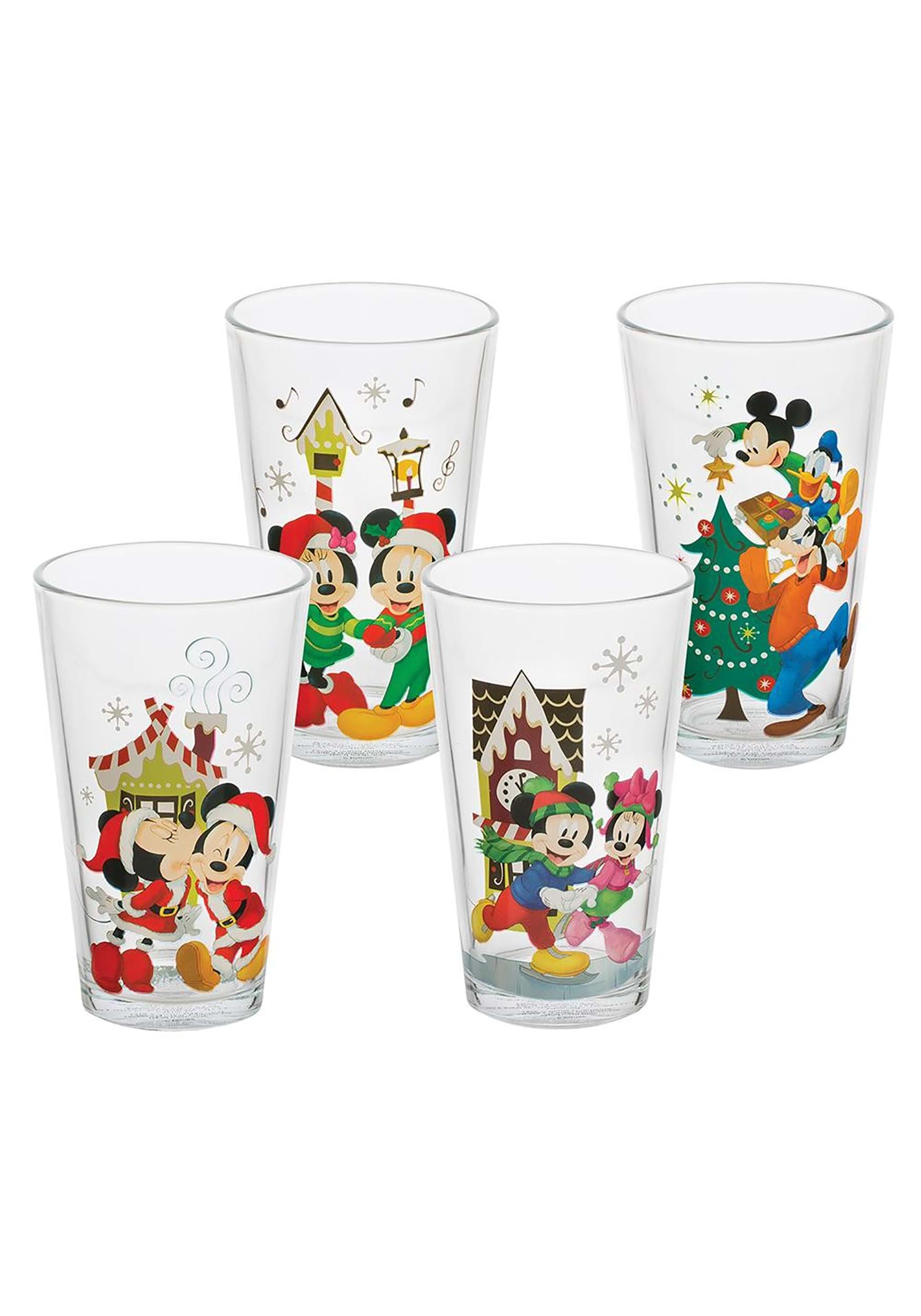 Disney Holiday Mickey Mouse & Minnie Mouse 20oz 2 Pc Stemless Glass Set