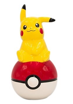 Pikachu Sitting on Pokeball Large Ceramic Coin Bank