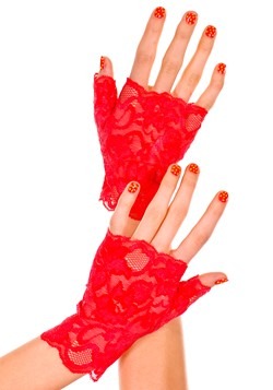 Adult Red Lace Fingerless Gloves