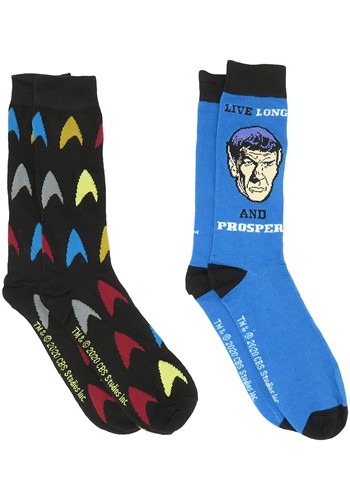 Mens 2 Pack Star Trek Spock Crew Socks
