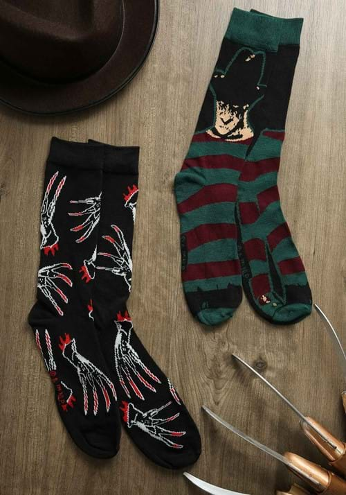 Mens 2 Pack Nightmare Black Freddy Crew Socks