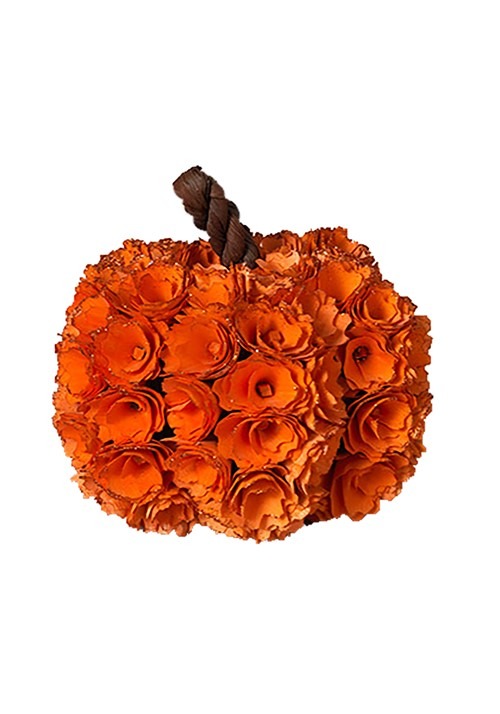 7.5"H Wood Rose Harvest Pumpkin