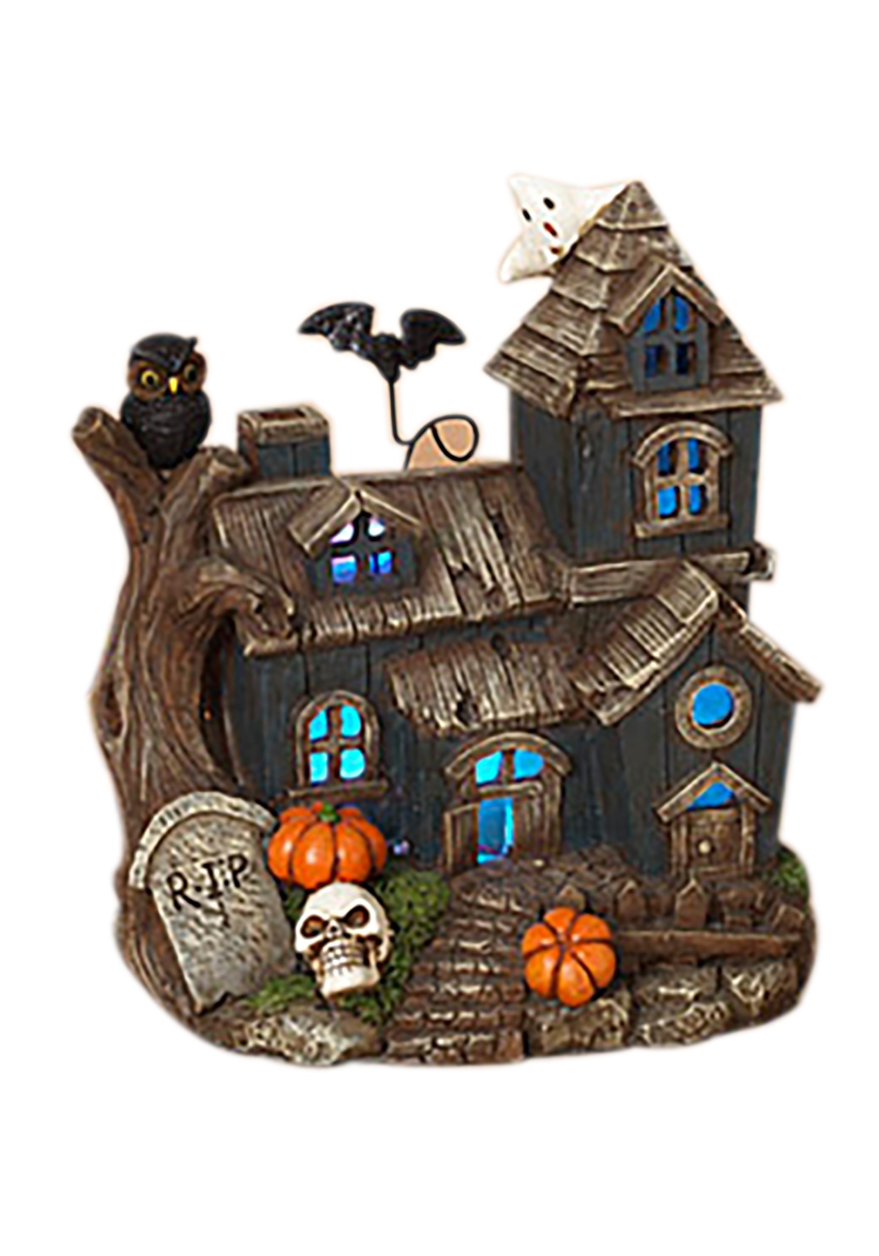 8.3 Inch Lighted Resin Haunted House