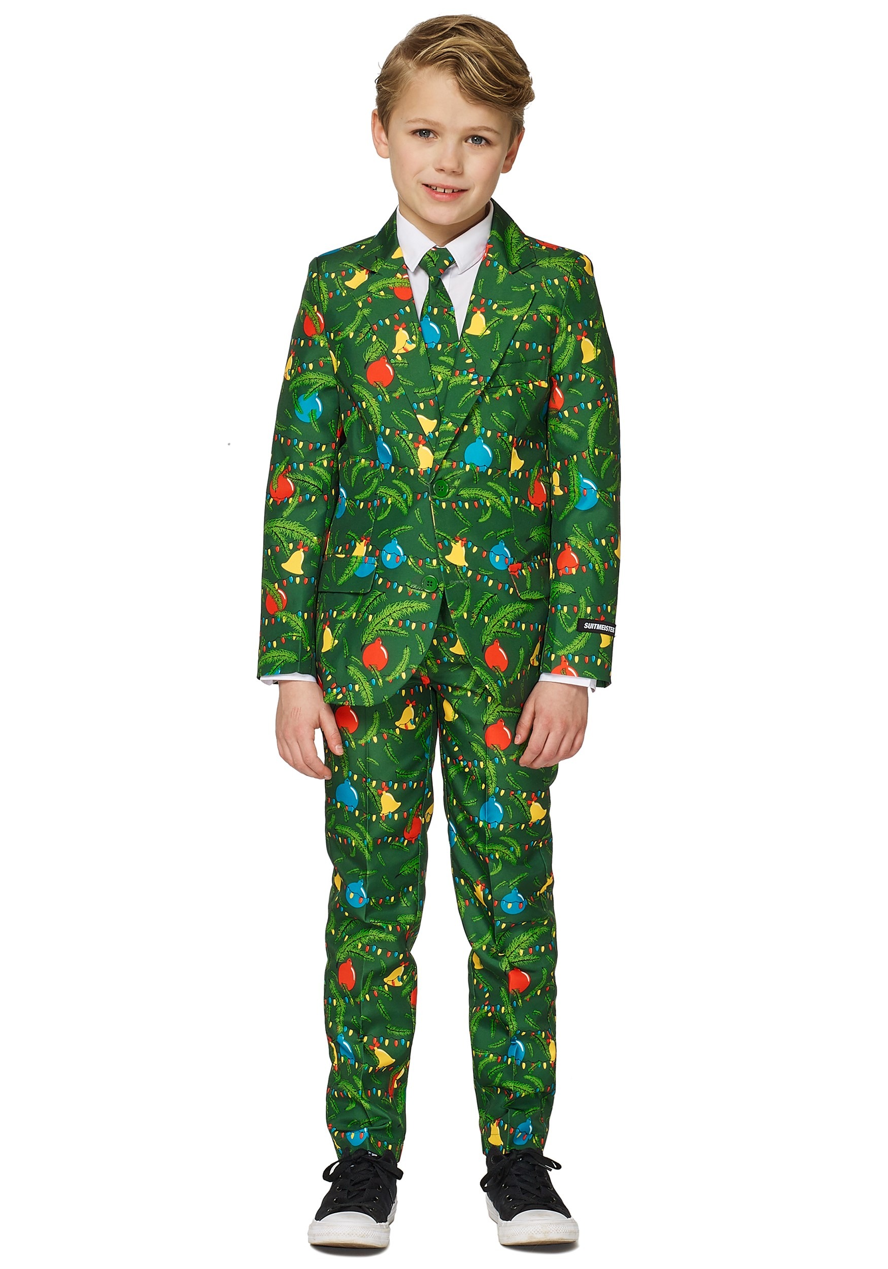 Photos - Fancy Dress Christmas Opposuits Green  Tree Light Up Boy's Suit Green/Red OSOBBO-00 