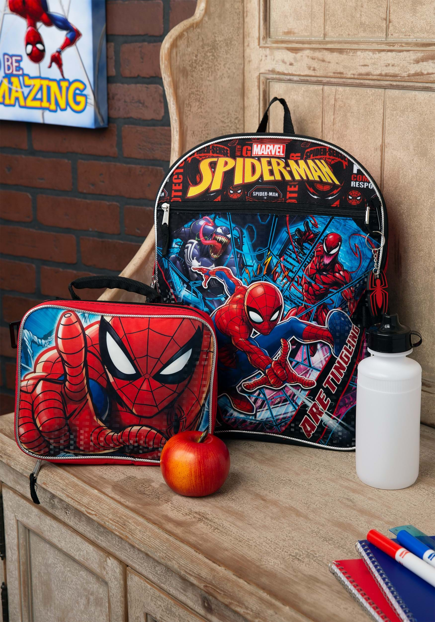 spider man 5 piece backpack