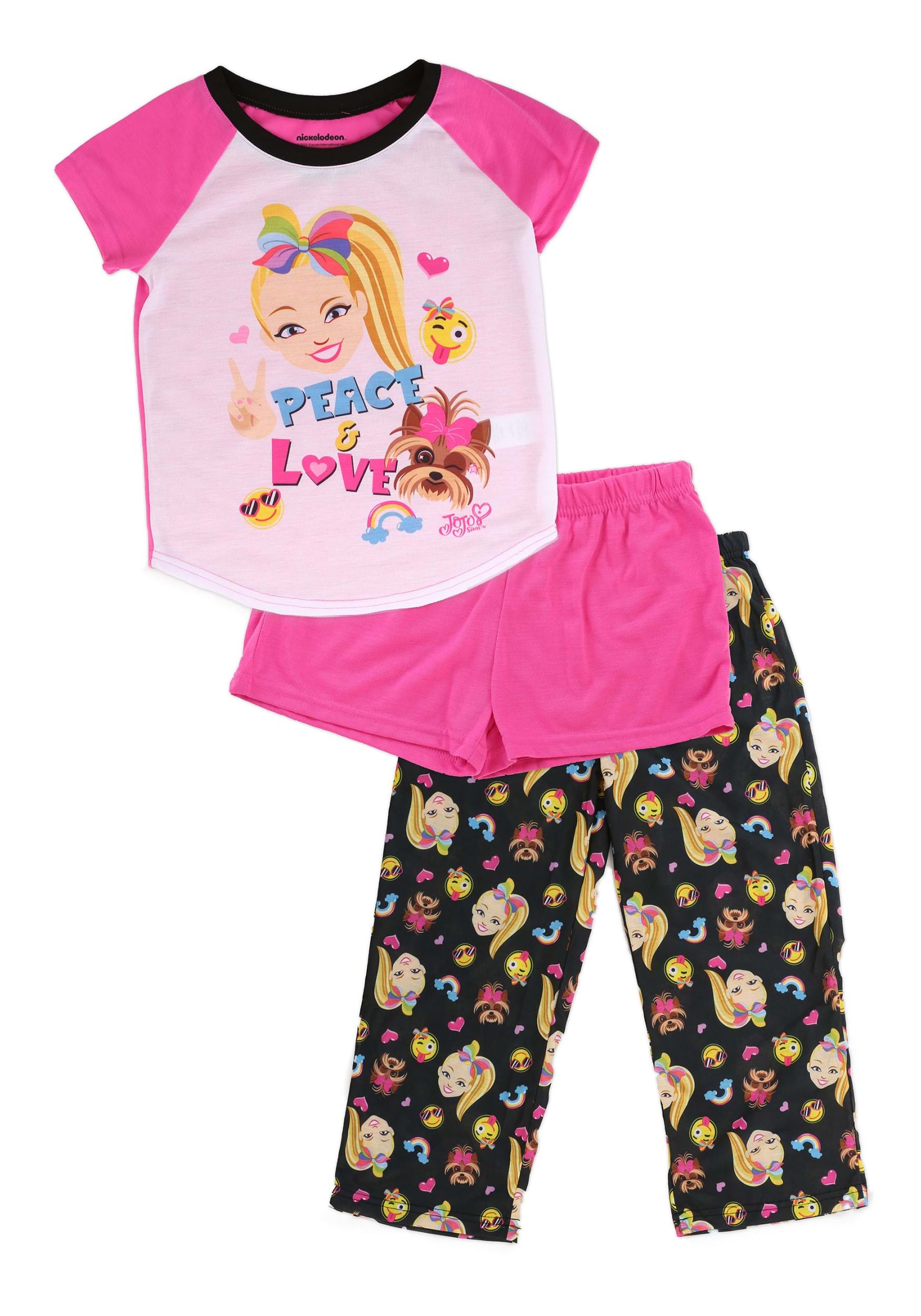 3 Piece Girls Jojo Siwa Sleepwear Short Sleeve Set