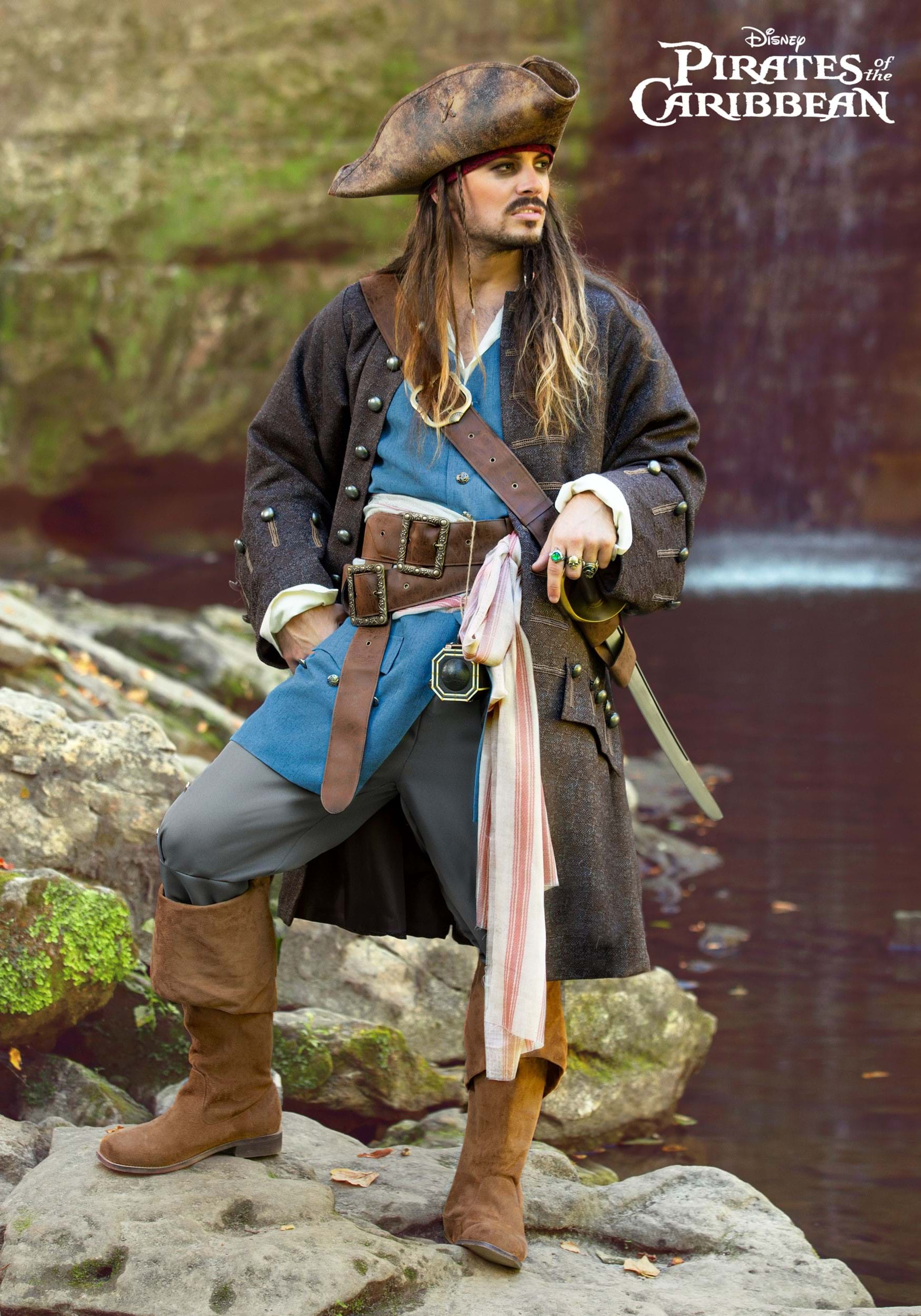 Mens Captain Jack Sparrow Deluxe Pirate Costume 