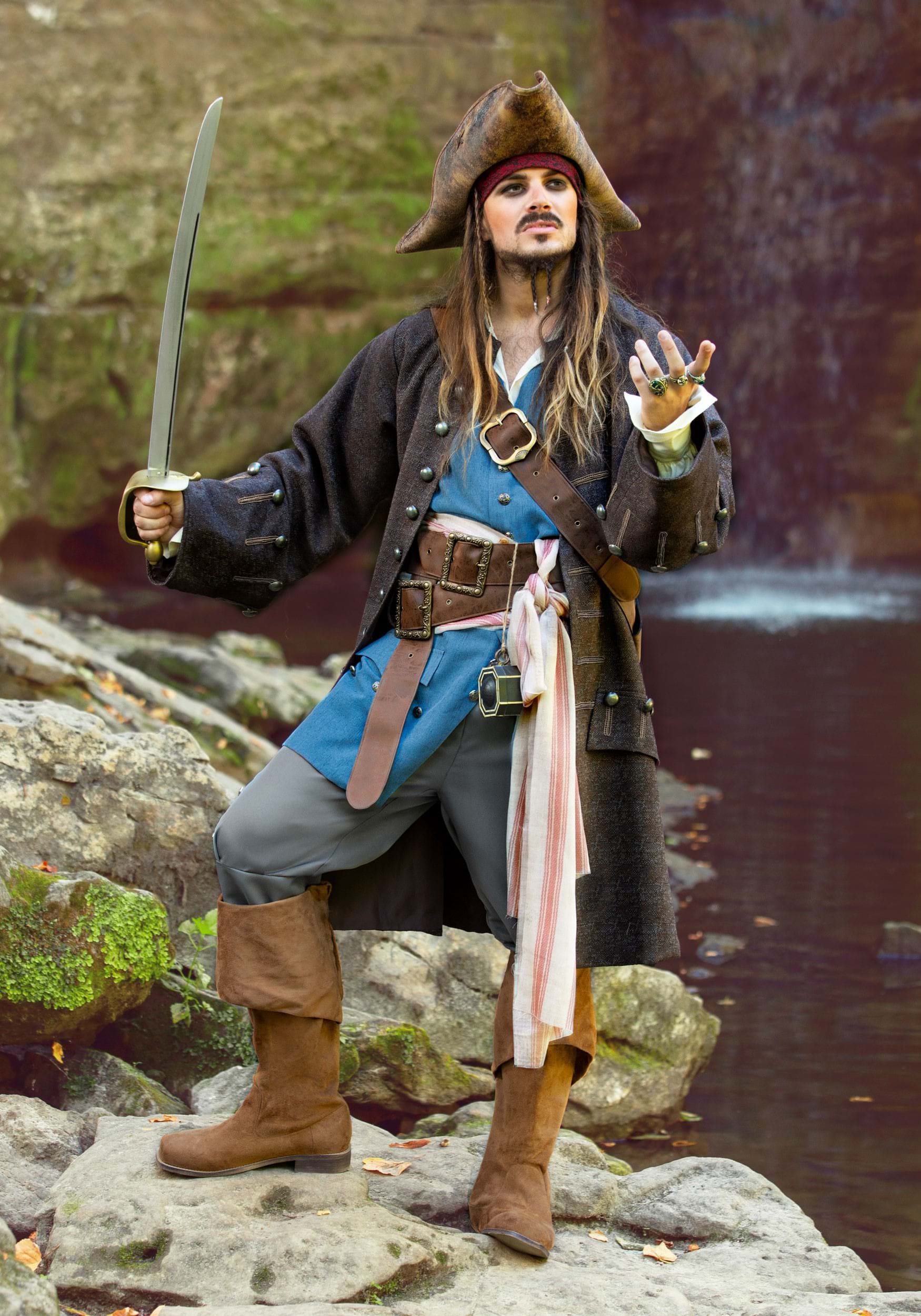 over het algemeen hel verf Authentic Captain Jack Sparrow Mens Costume