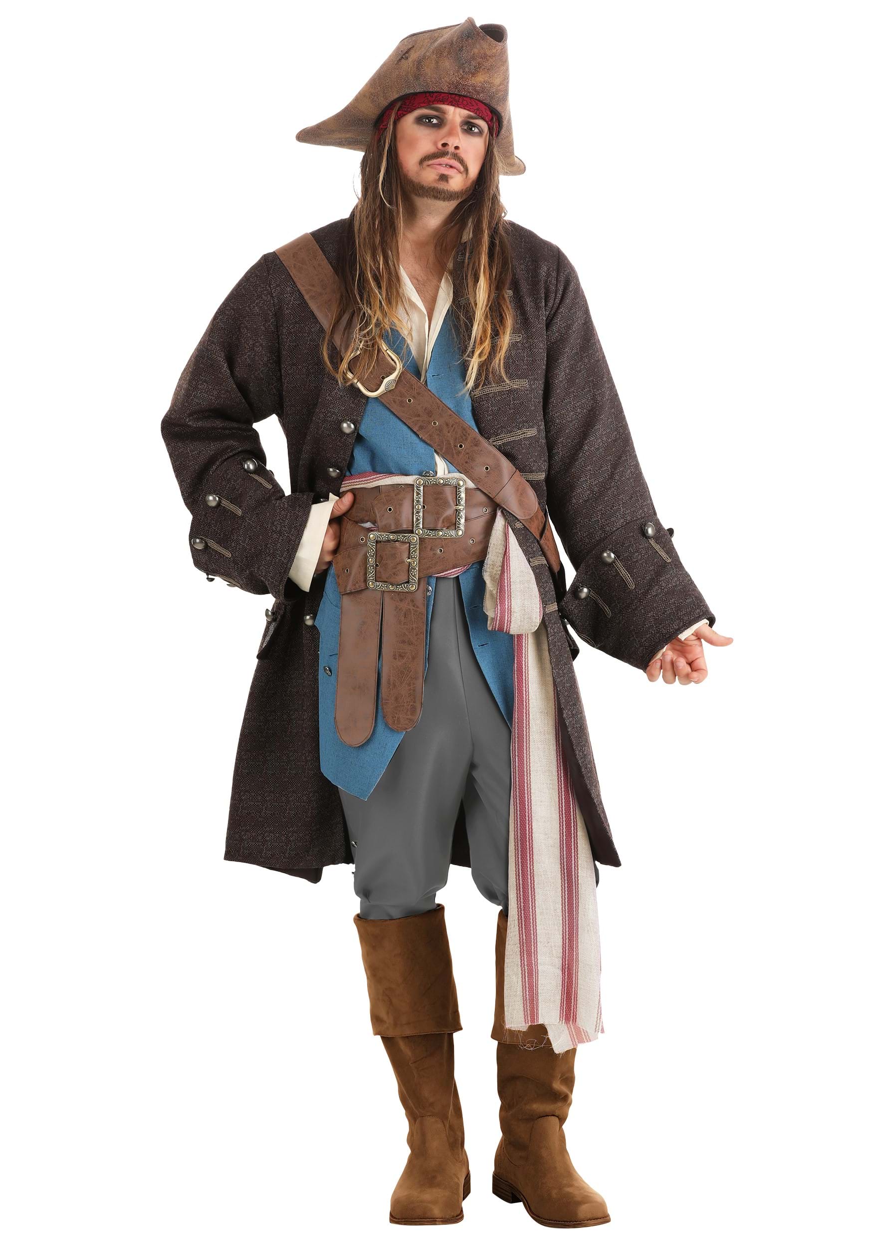 Photos - Fancy Dress JACK FUN Costumes Authentic Captain  Sparrow Mens Costume Brown/Blue 