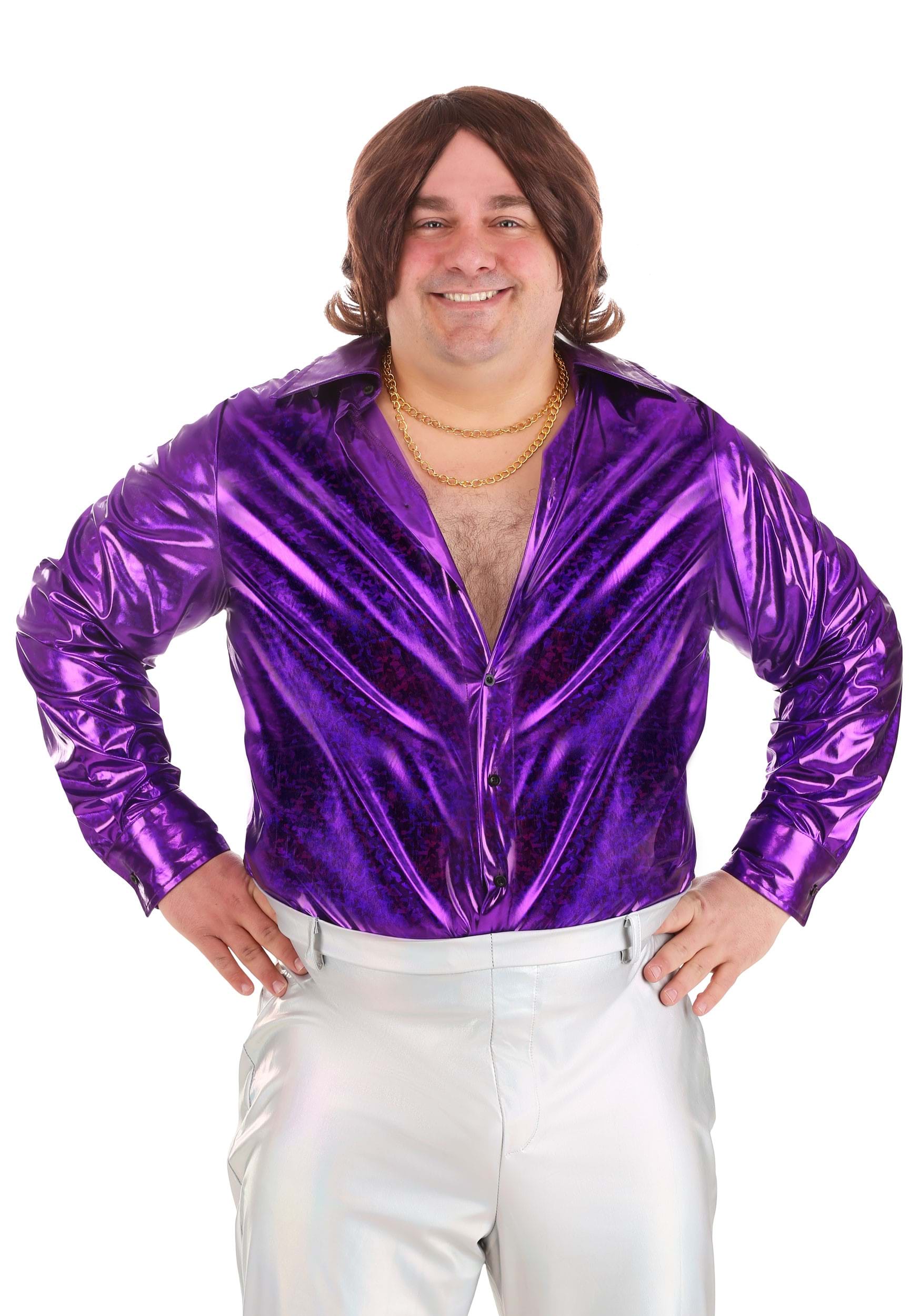 Photos - Fancy Dress FUN Costumes Plus Size Shattered Glass Disco Shirt for Men Purple FUN0707P