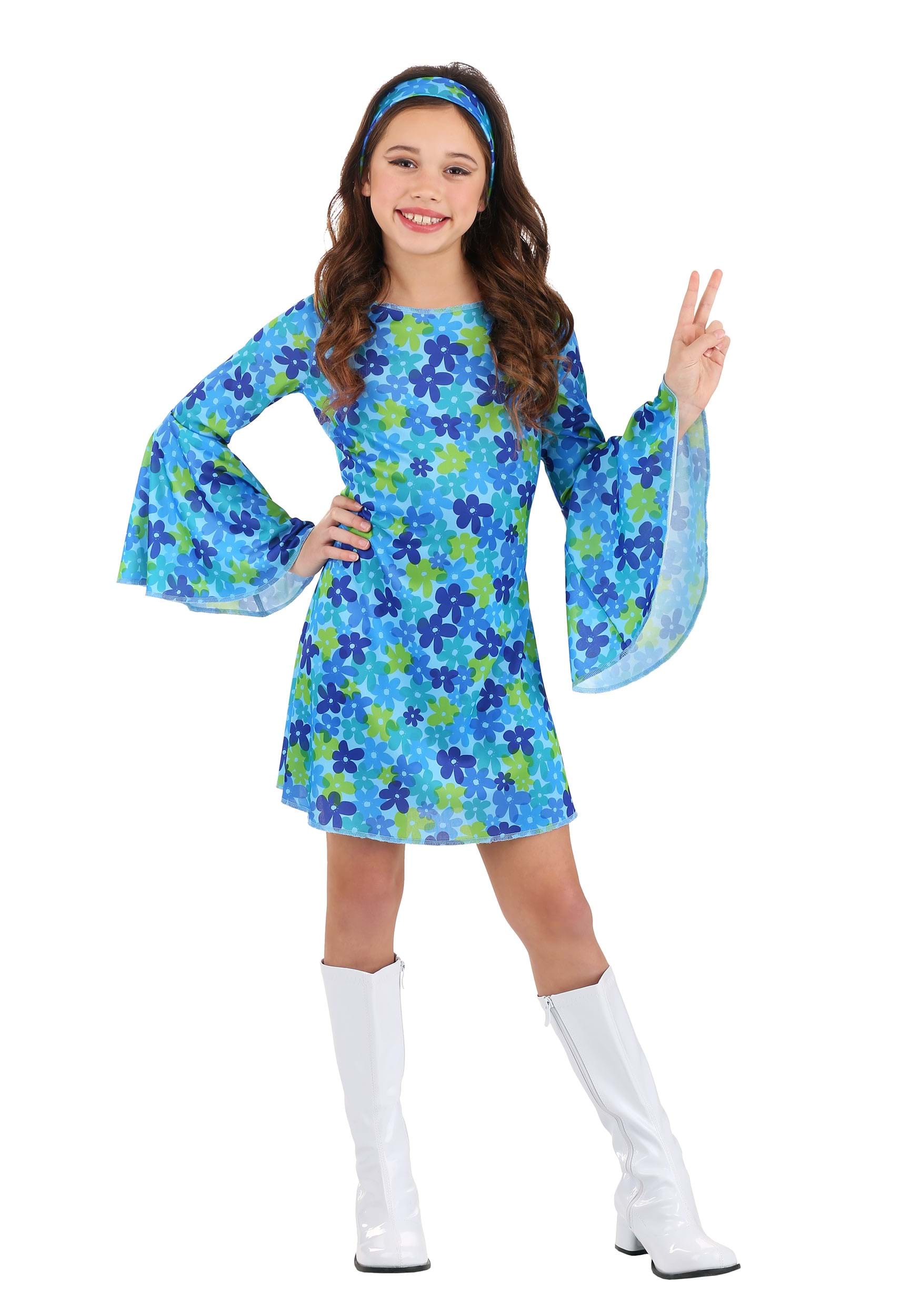 Photos - Fancy Dress Winsun Dress FUN Costumes Girl's Wild Flower 70s Disco Dress Costume Blue/Green FUN 