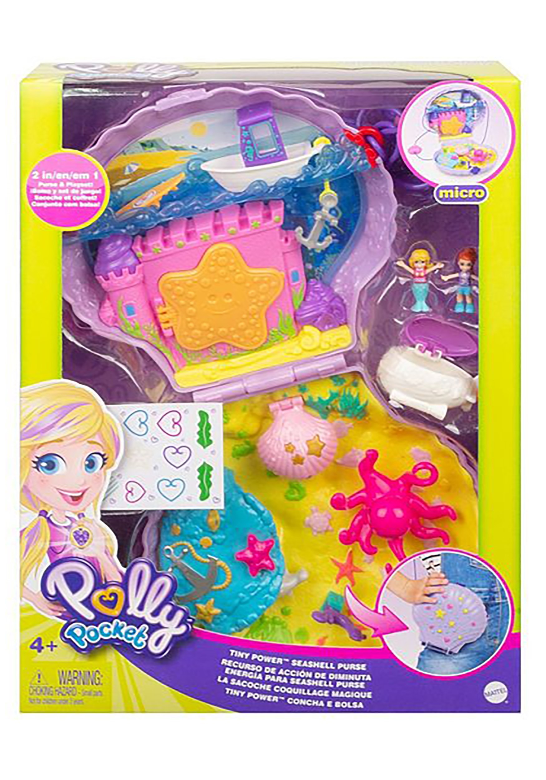 polly pocket large wearable seashell purse