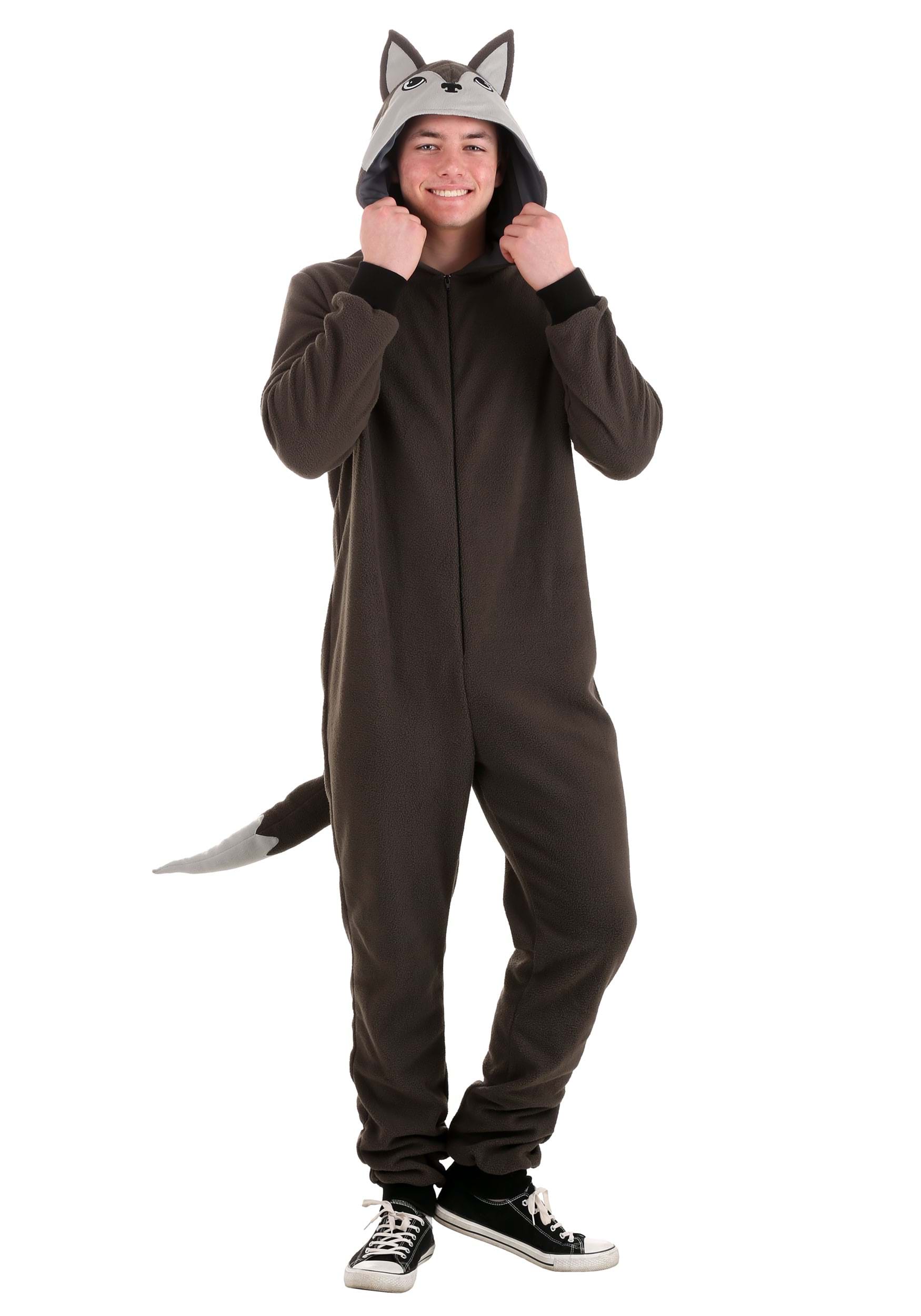 Adult Grey Wolf Jumpsuit Costume | Animal Costumes