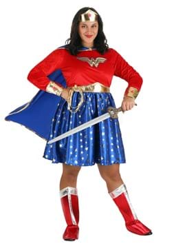 Wonder Woman Plus Size Adult Long Sleeve Dress Costume
