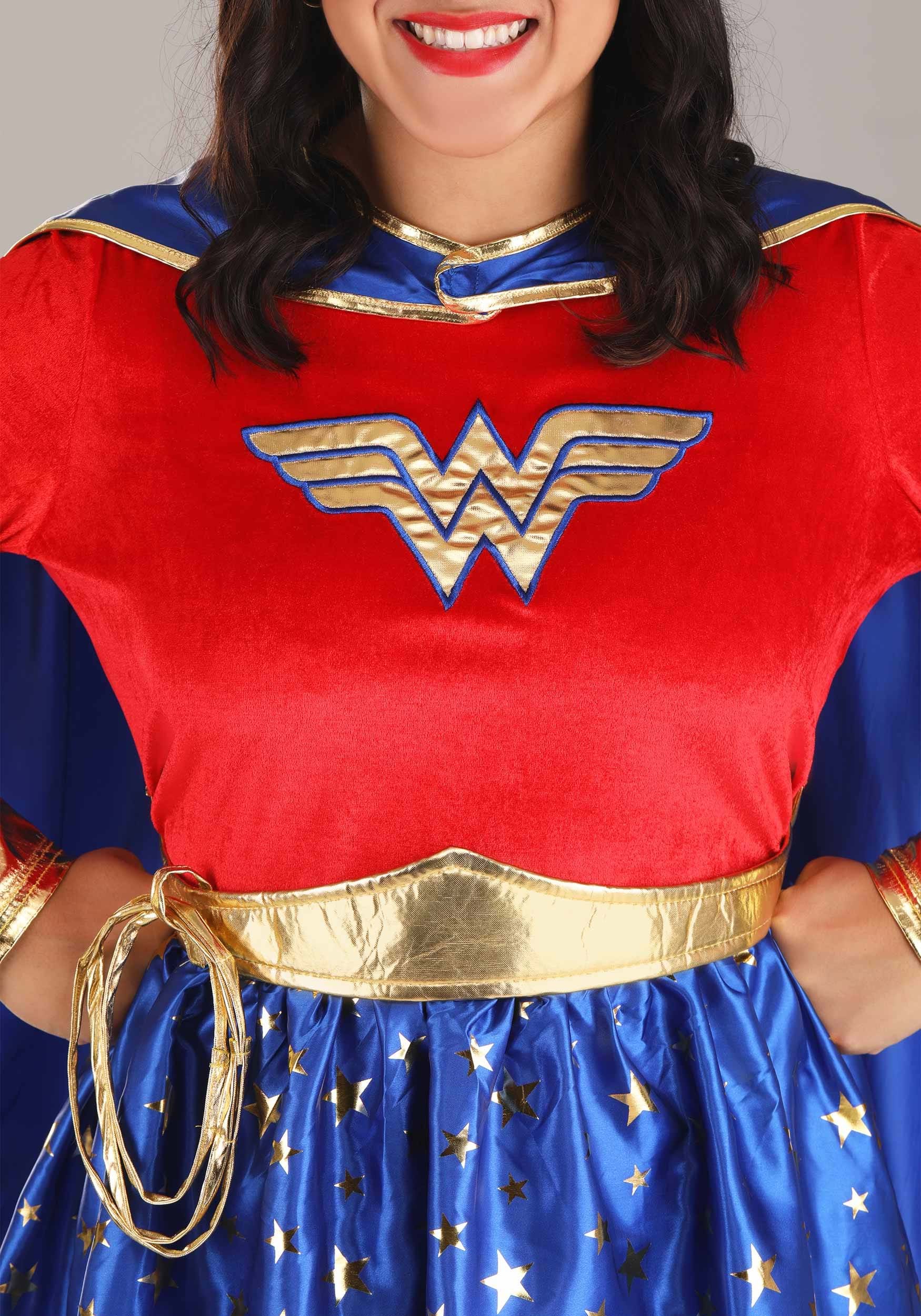 Wonder Woman Plus Size Women's Long Sleeve Dress Costume