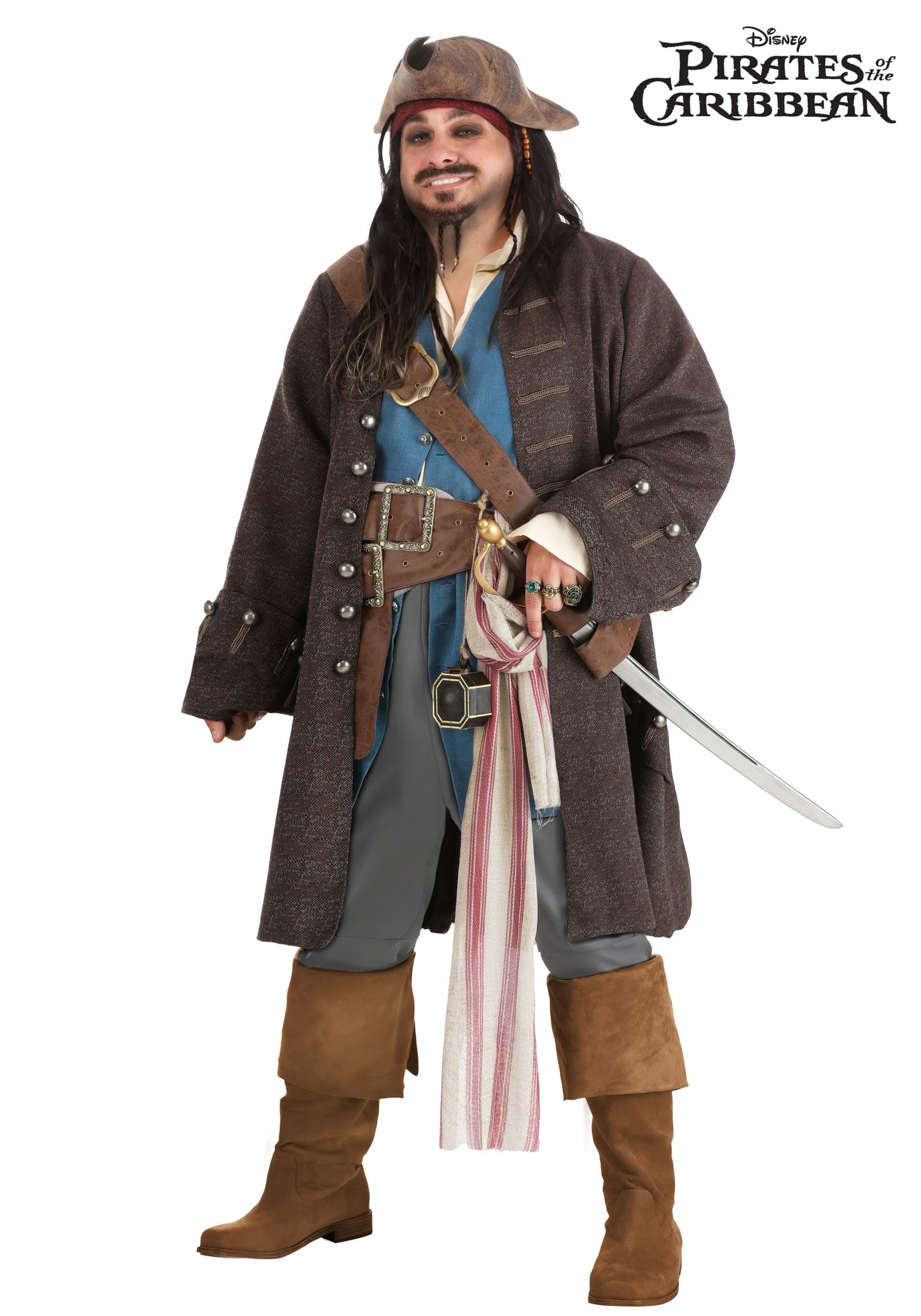 Fantasia de Jack Sparrow piratas do Caribe Plus Size - Jack Sparrow Pi