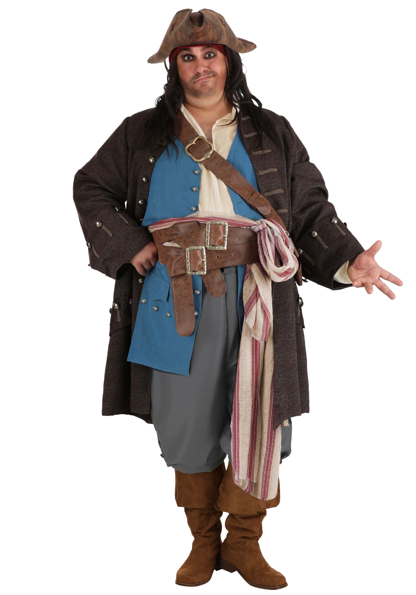 Authentic Captain Jack Sparrow Plus Size Mens Costume