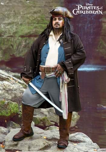 Plus Size Mens Deluxe Jack Sparrow Pirate Costume-2