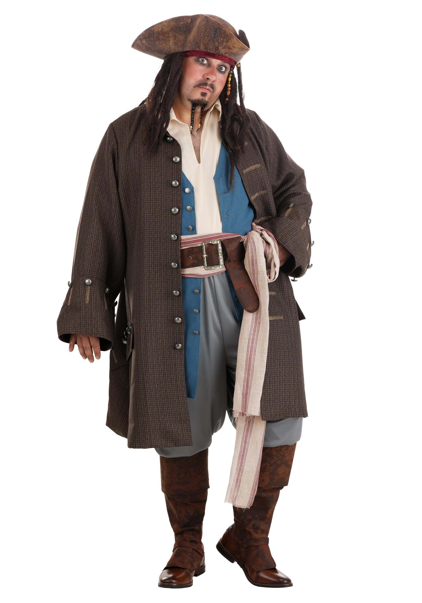Deluxe Jack Sparrow Pirate Plus Size Costume for Men