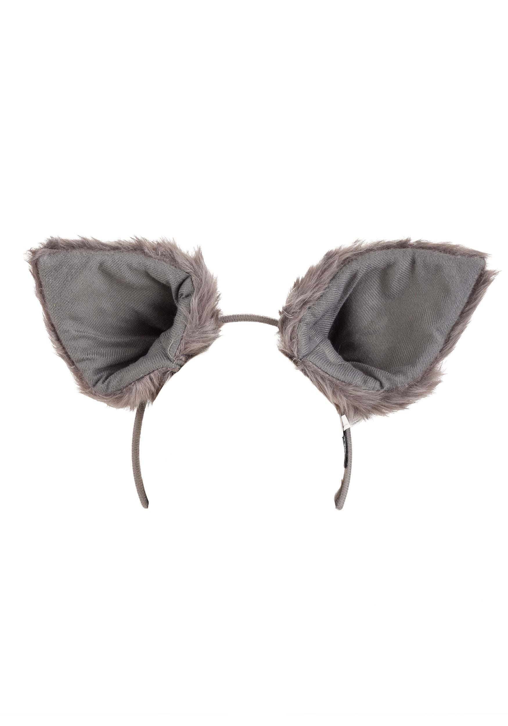 Deluxe Grey Wolf Ears Headband | Costume Accessories