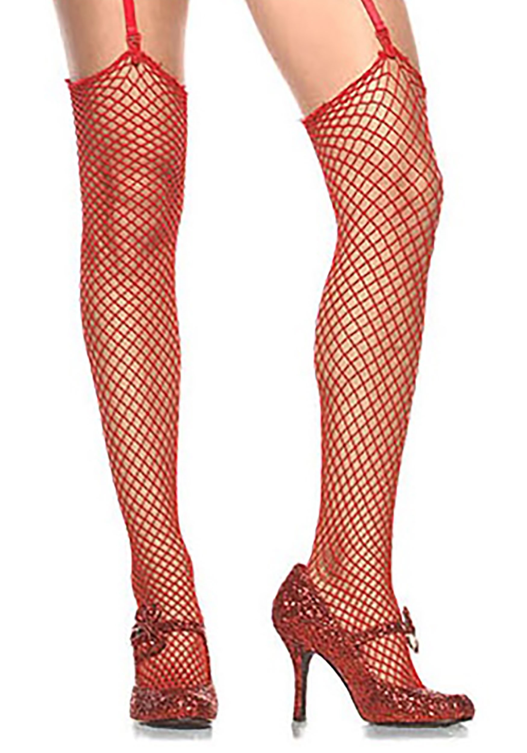 Womens Fishnet Stockings Red
