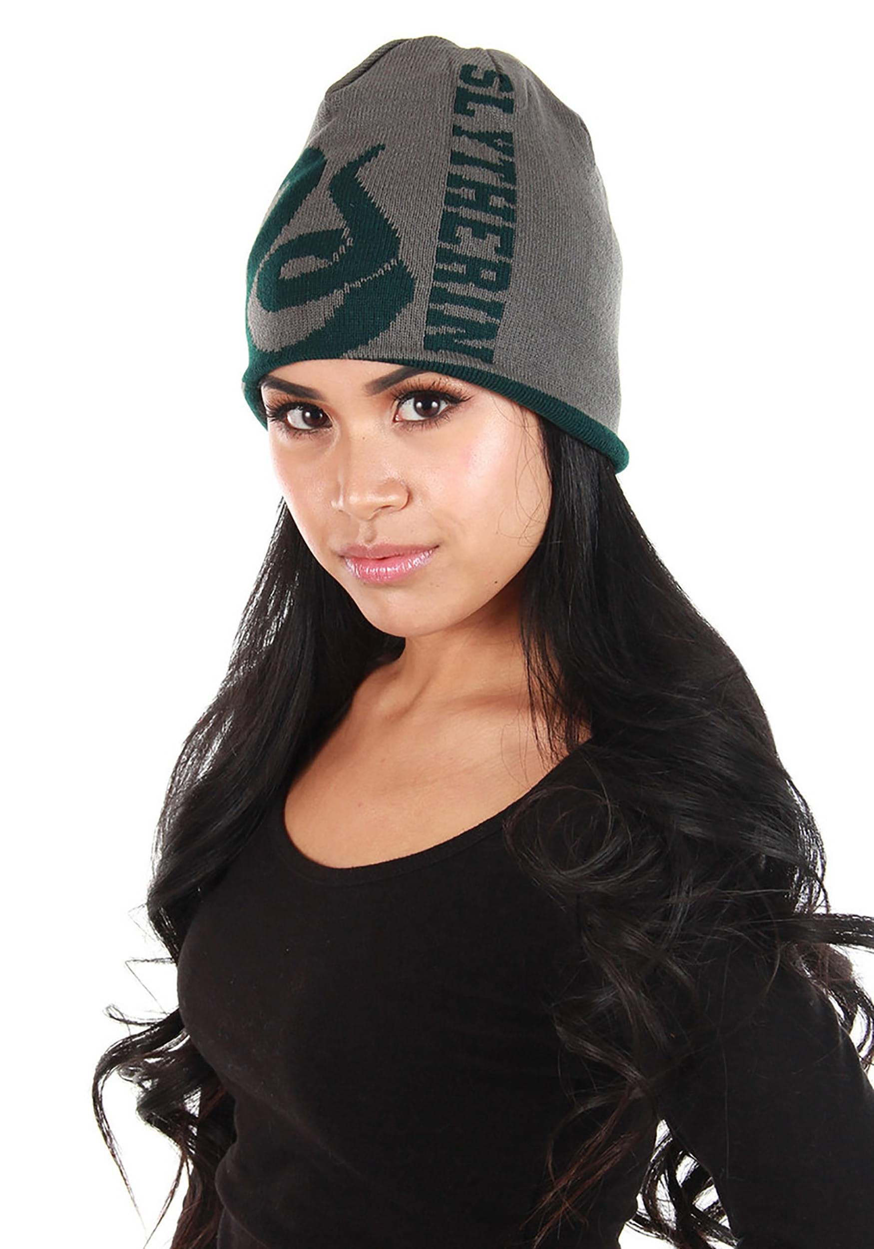 Reversible Slytherin Hogwarts Knit Beanie , Harry Potter Beanies