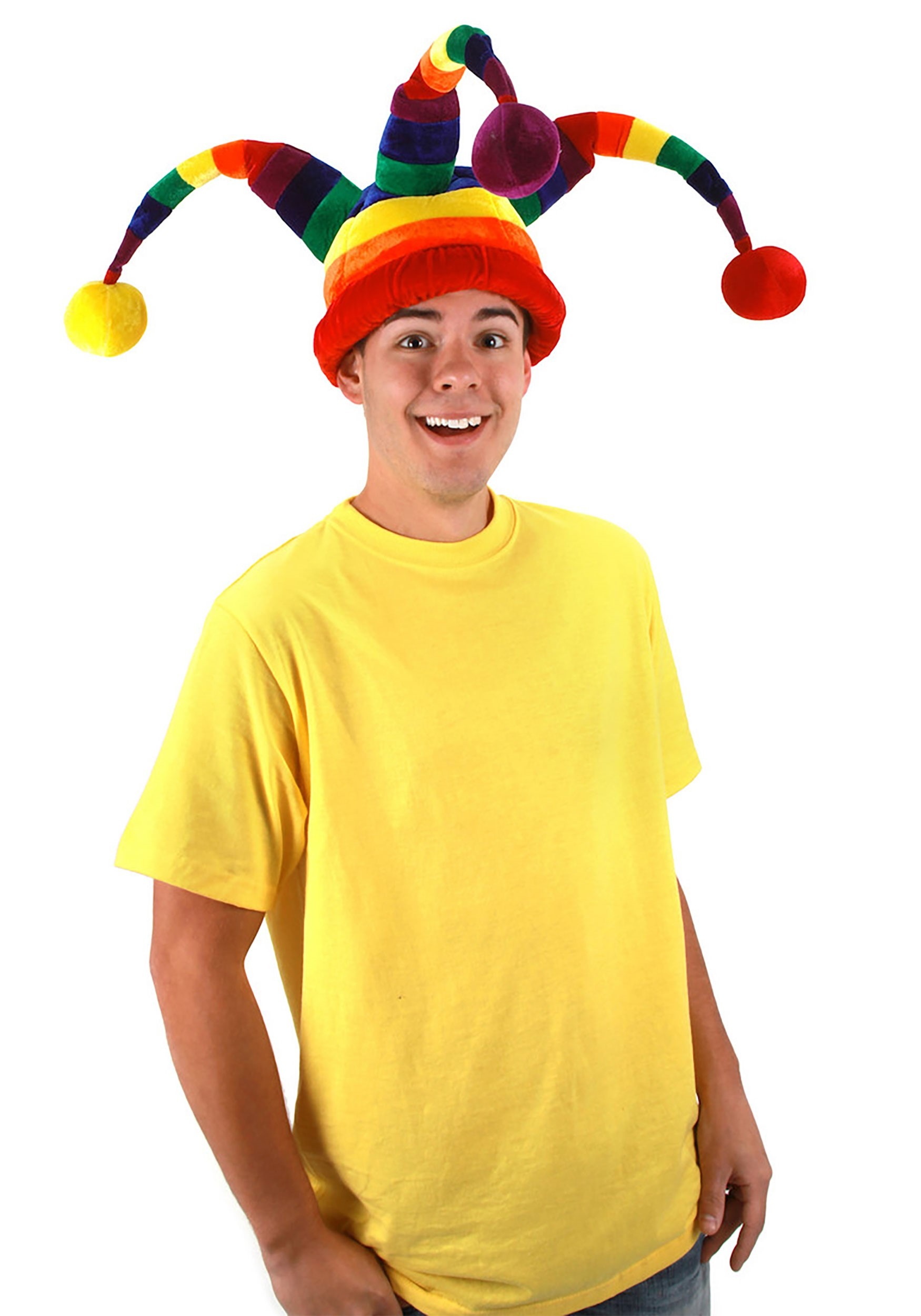 Wacky Rainbow Jester Plush Costume Hat