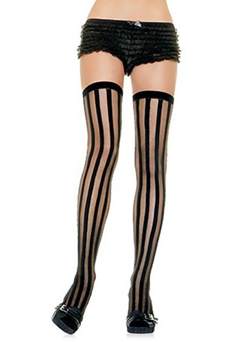 Womens Thigh-High Striped Stockings