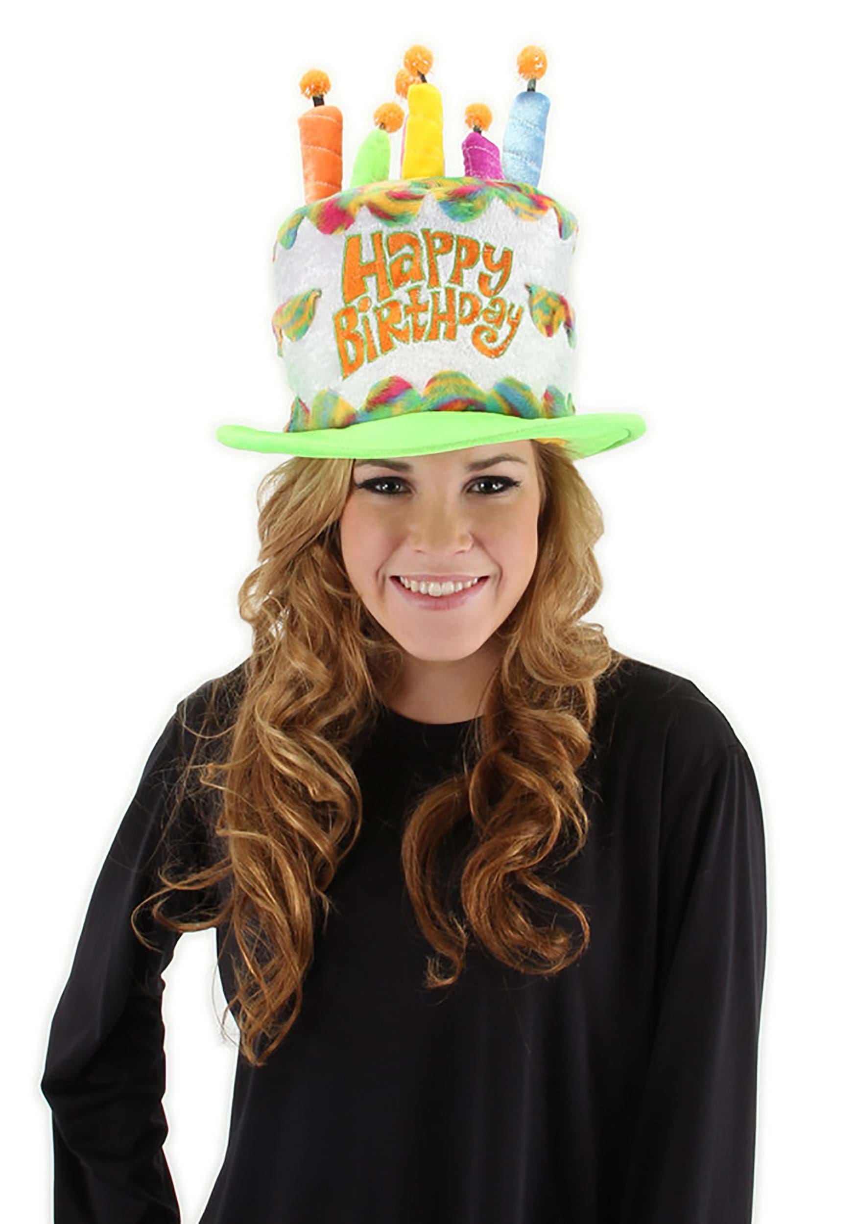 elope Rainbow Birthday Cake Plush Hat for Teens and Adults