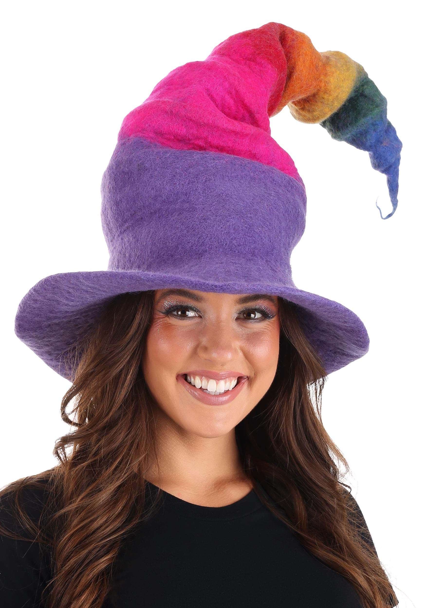 Rainbow Borealis Heartfelted Witch Costume Hat For Adults