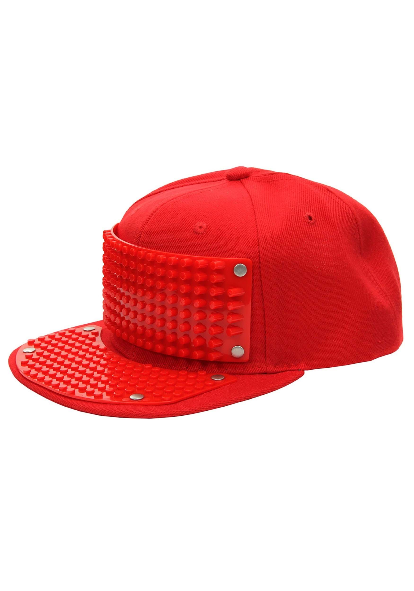 Red Bricky Blocks Snapback Hat | Costume Accessories