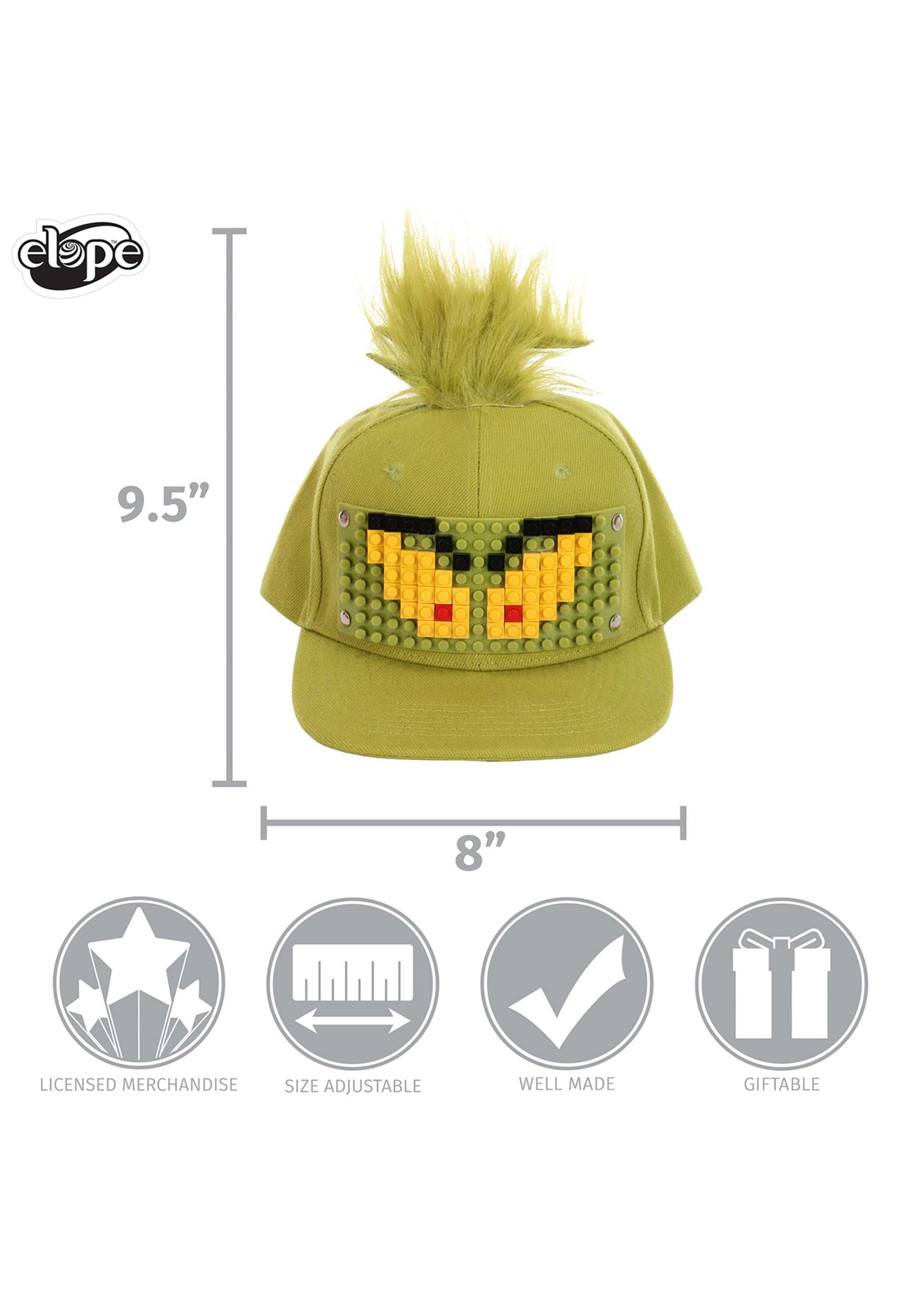 The Grinch Costume Bricky Blocks Build-On Snapback Hat Kit