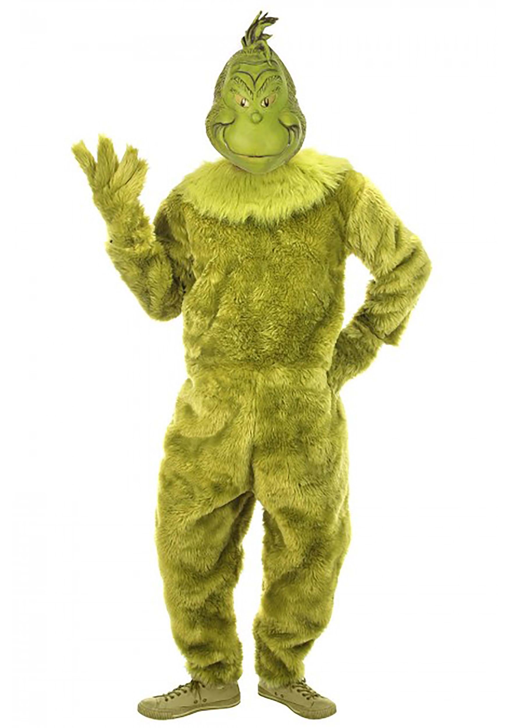 Photos - Fancy Dress Deluxe FUN Costumes The Grinch  Men's Jumpsuit w/ Latex Mask Green EL400663 