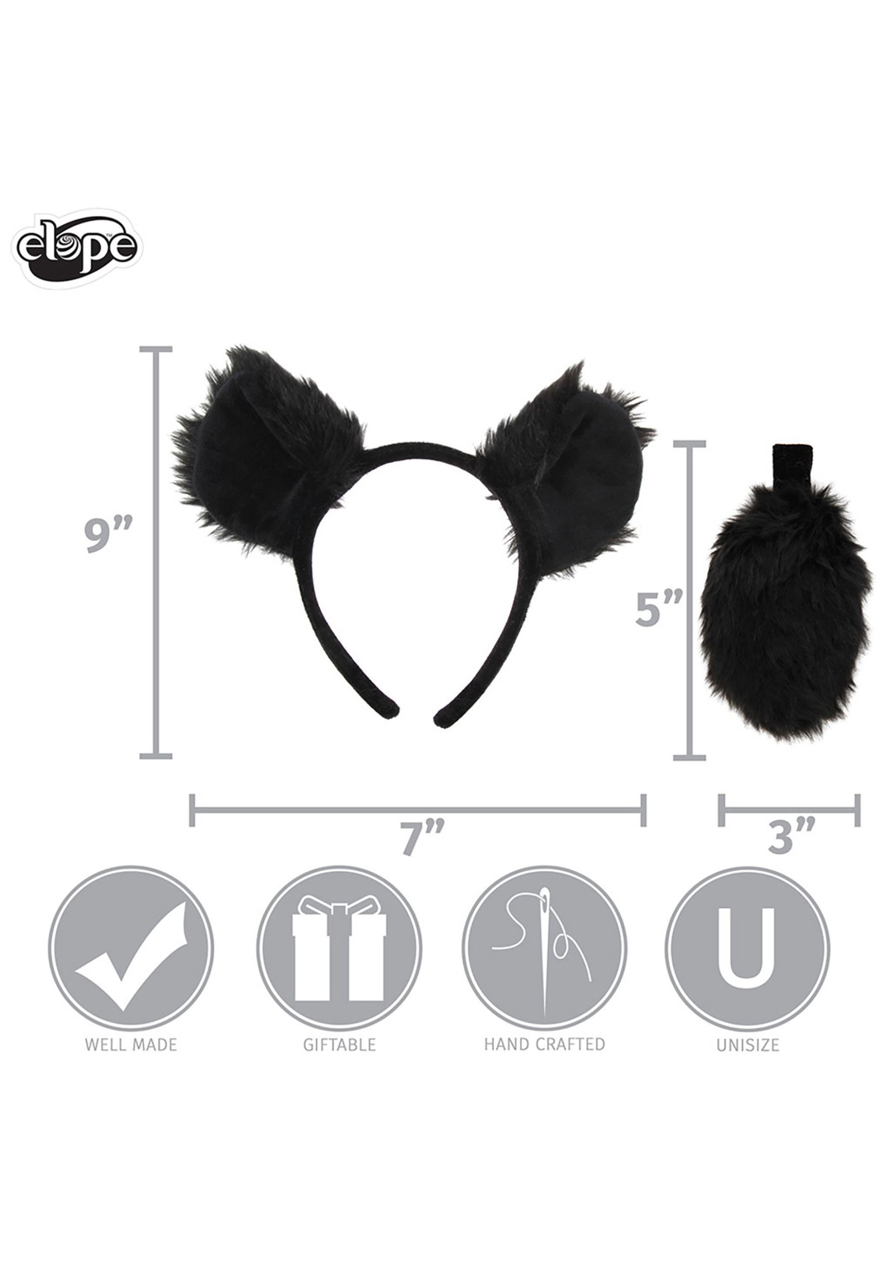 Black Bear Tail And Ears Headband Kit , Bear Accessories