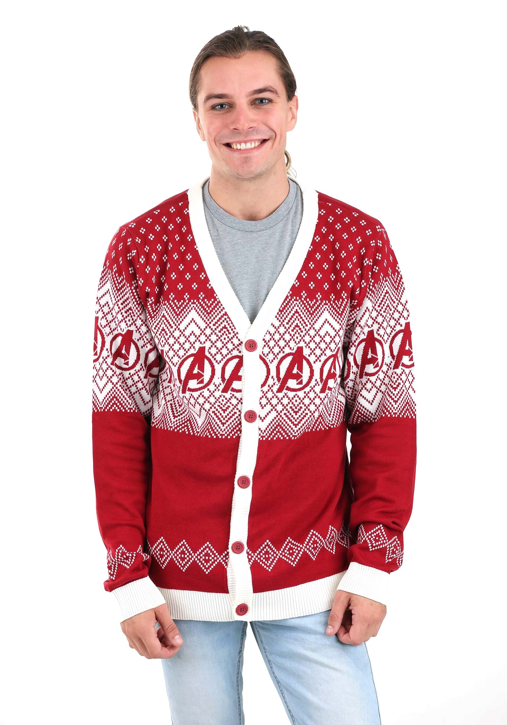 Marvel Avengers Adult Ugly Christmas Cardigan Sweater