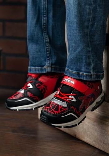 Spider-Man Lighted Athletic Kids Black & Red Shoe-1